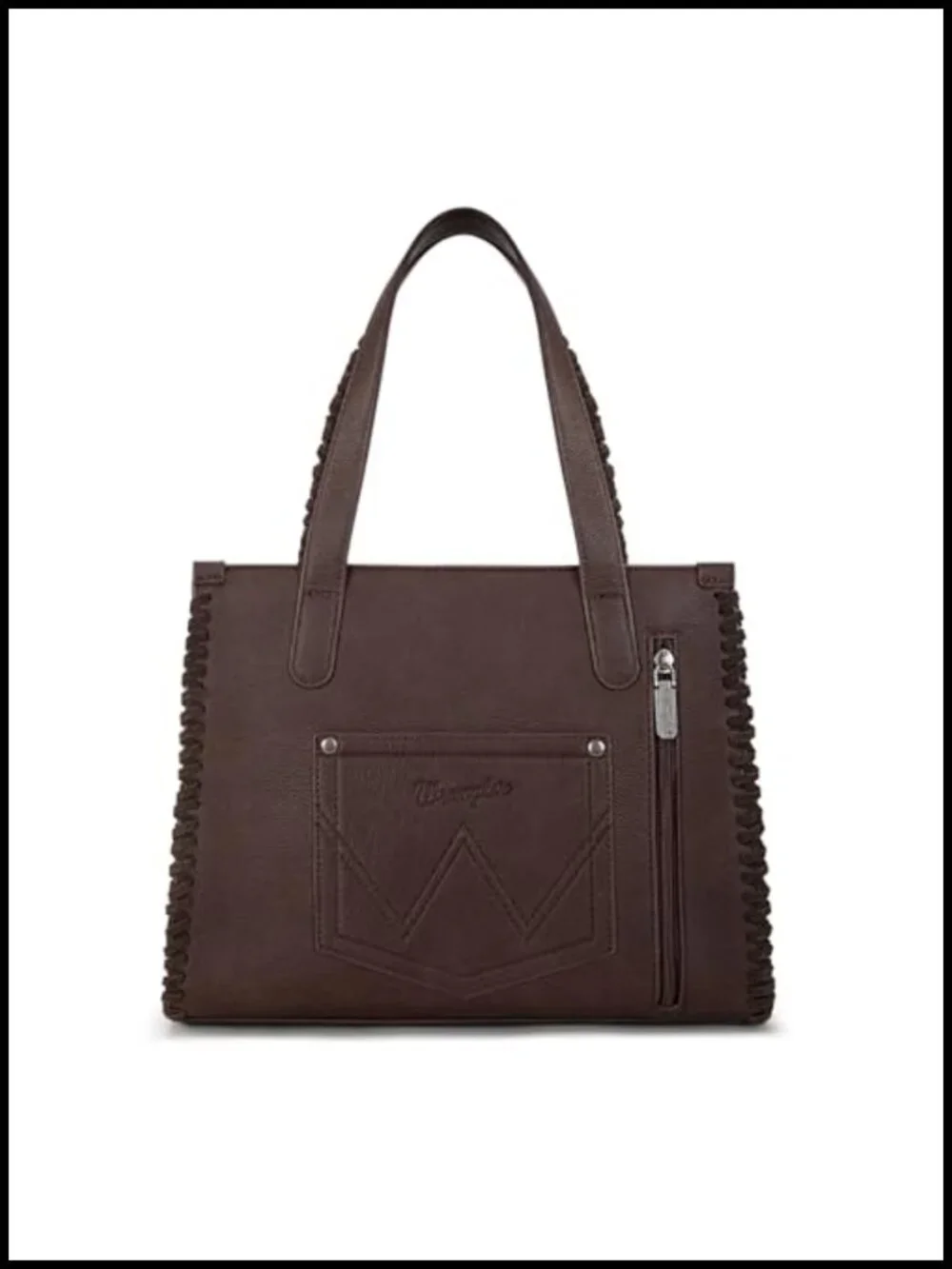 Canvas & Synthetic Leather Tote Bag with Crossbody Strap Wrangler Western